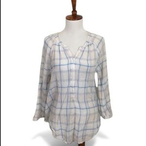 Joie REVOLVE Selima Top Women’s XS‎ Plaid Cotton 3/4 Sleeve